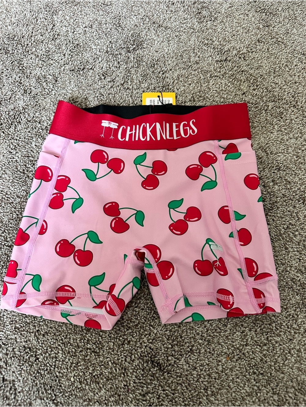CHICKNLEGS Pink Cherry Print Athletic Shorts